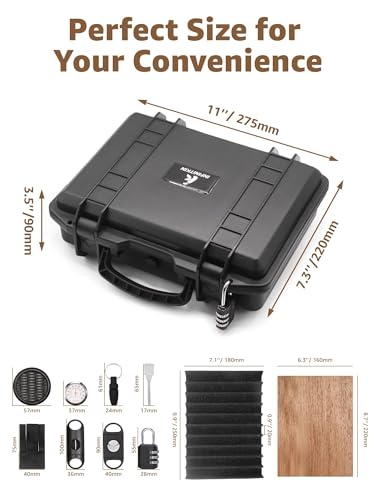 Cigar Humidor Case | Lockable, Waterproof, Crushproof, Airtight | Holds 20 Cigars | Durable, Portable Travel Cigar Humidor Kit for Aficionados - Image 4