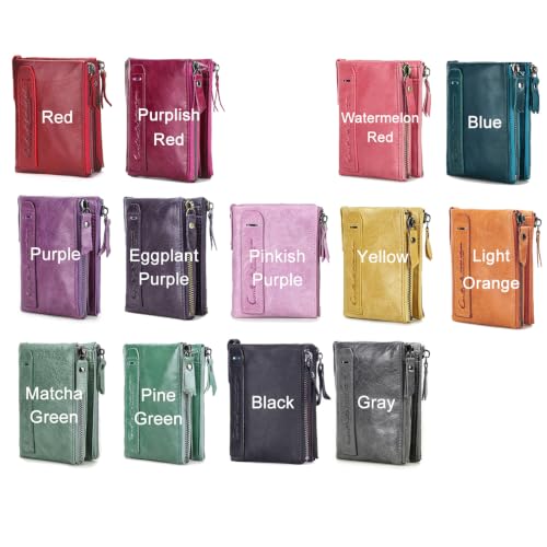 Image of CONTACTS Personalized Wallet for Women Customized Wallet Birth Flower Custom Name Coin Purse Small Double Zipper Card Holder with RFID Blocking
