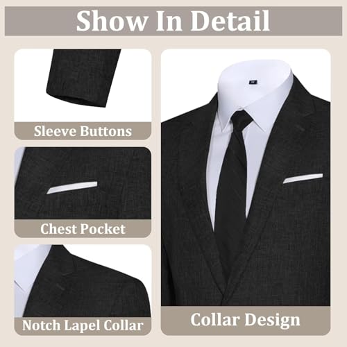 2 Piece Mens Suits Lightweight Men Tuxedo Suit Set One Button Blazer Jacket Pants Set for Dinner Prom Wedding Birthday3