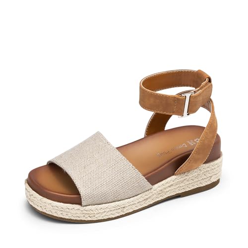 DREAM PAIRS Girls Platform Wedge Open Toe Espadrille Sandals with Buckle Ankle Strap for Little Kid/Big Kid