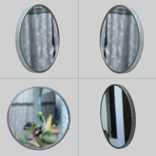 Image of Quality Glass Metal Frame Round Wall Mirror Royal Mirror Home Decorative Mirror Modern Mirror Living Room Mirror Wall Mirror Bathroom Mirror Size 24x24 inches Color Silver MF 34