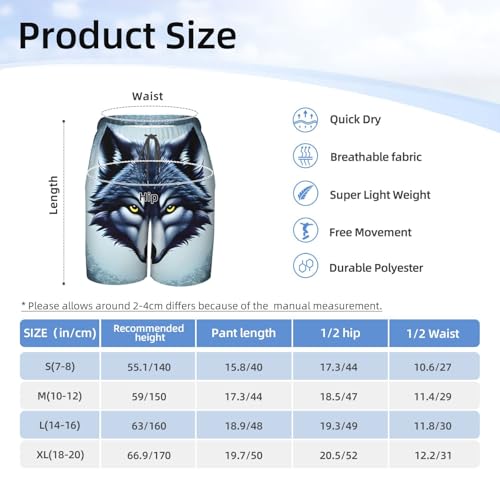 Fierce Wolf Head Youth Beach Pants, Soft and Breathable, with Drawstring Waist, Suitable for Sports and Leisure. 5