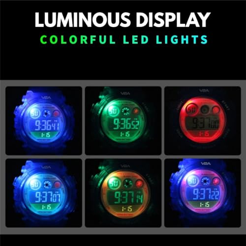 V2A Digital Kids Sports Watch with 7 Color Backlight Alarm Stopwatch for Boys and Girls - Image 5