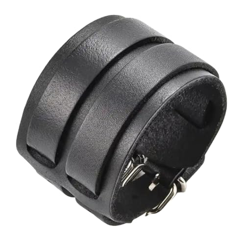 ZENSE - Bracelet de force noir en cuir pour homme avec double lanières ZB0265