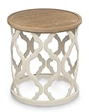 VONLUCE Farmhouse End Table, 45 cm Round French Country Side Table, Distressed...