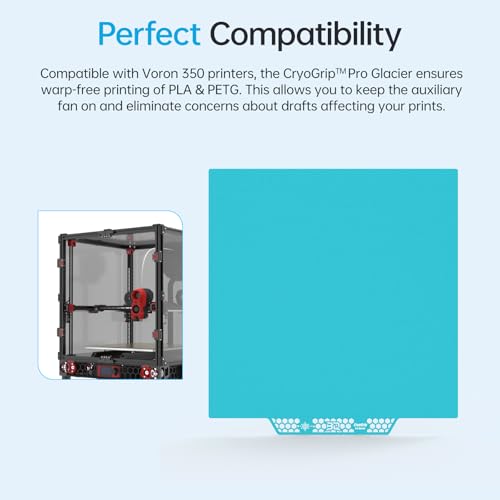 Image of BIQU CryoGrip Pro Glacier Build Plate for Voron 350 3D Printers | Double-Sided Fine Textured Spring Steel Sheet, Firm Adhesion, 356 x 356mm, 1 Piece