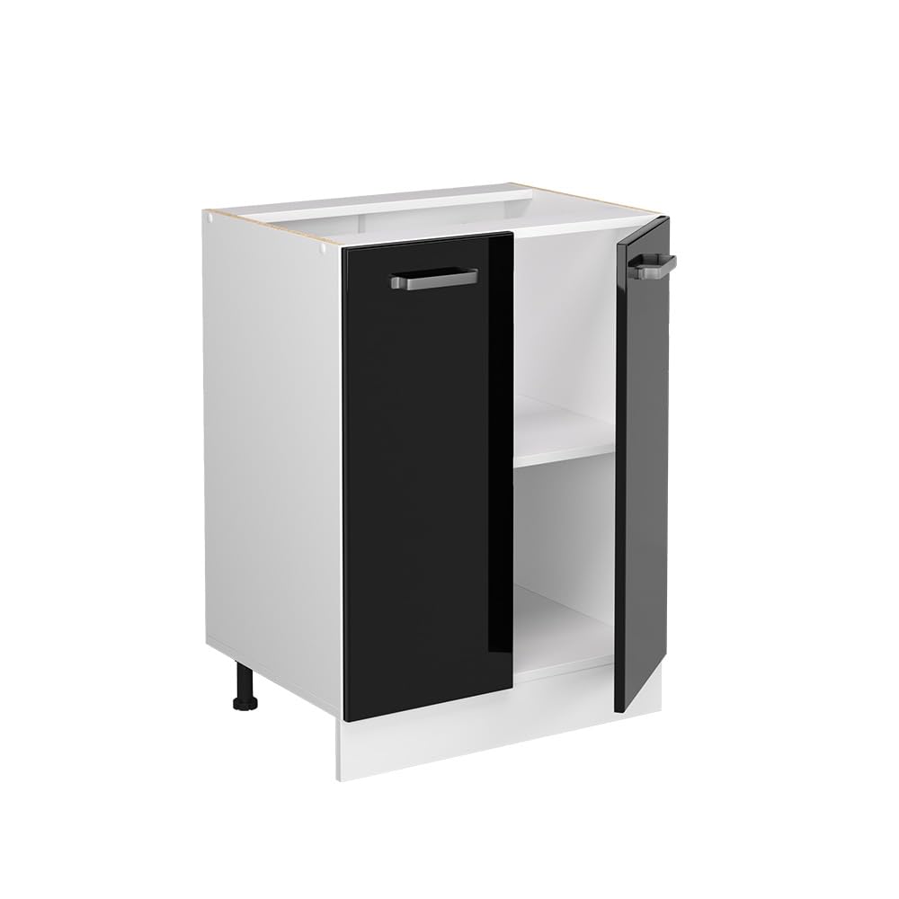 Vicco Mueble bajo de Cocina R-Line, Negro Brillo Intenso, 60 cm | sin encimera, para combinación libre dentro de sistemas de cocina modulares