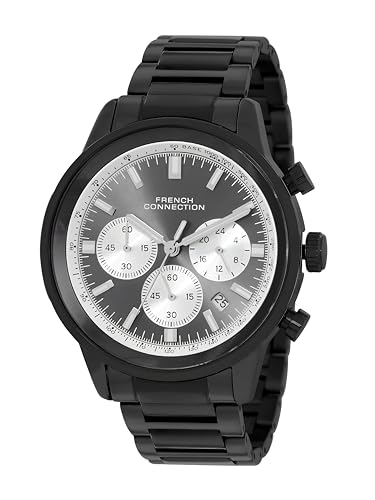 Image of French Connection Sunray Round Dial with Black Stainless Steel Strap Chronograph Watch for Mens - FCN0120BM