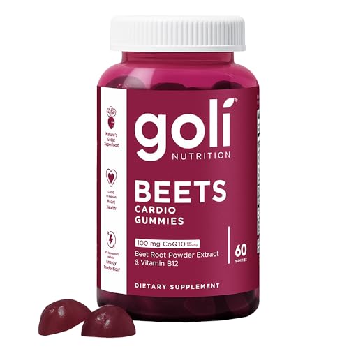 Goli Beets Cardio Gummies with CoQ10 and Vitamin B12 - Beetroot Extract - Cardiovascular Wellness - Vegan Non-GMO Gluten-Free