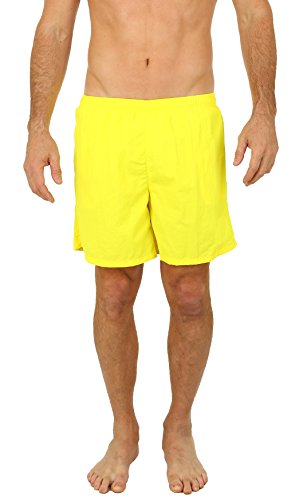 Uzzi Men's Long Basic Active Shorts Activewear Trunks Neon Yellow (Large) #TOP10