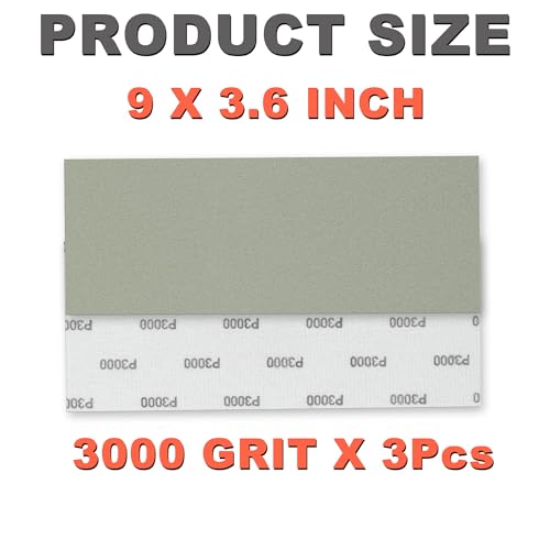Image of Performance Foam Sandpaper Sheets: 9 x 3.6 Inch, 3Pcs 3000 High Grit, Wet & Dry Use for Automotive Polishing, Ultra Fine Sand Paper for Car Surface Marks Finishing, Clear Coat