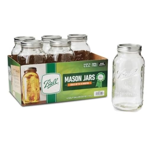Ball Wide Mouth Glass Mason Jars with Lids and Bands,64 Ounce (Pack of 1)