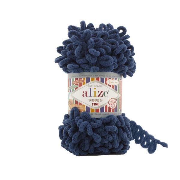 3 Balls/Skeins Alize Puffy Fine Baby Small Loop Blanket Yarn 100% Micropolyester Soft Wool Each Ball 100g 14.5m - 93 Denim
