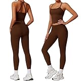 GXGPML Women 2 Piece Workout Sets (2025 NEW) Yoga Outfit Open Back Tank Top High Waisted Leggings Gym Sets Tracksuits For Women