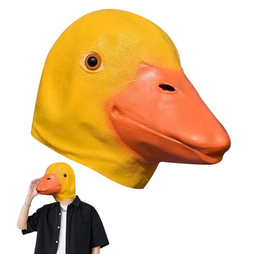 CVDYWDJIE Capucha De Cabeza De Pato De 1 Pieza, Cubierta De Máscara De Pato Amarillo, Capucha De Látex Suave, Máscara De Animal Divertida, Decoración De Accesorios para Fiestas Navideñas