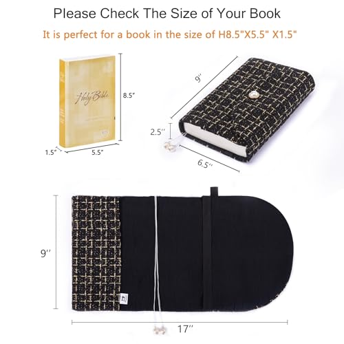 Aplufine Capa de Livro Tweed para Mulheres-Protetor de Livro Elegante para Amantes de Livros-Capa de