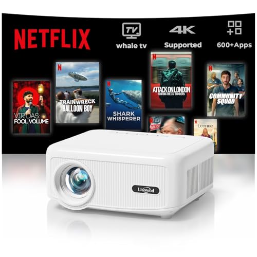 Image of Projector with WiFi and Bluetooth [for Netflix & 600+ Native Apps & 800 ANSI] Outdoor-Projector: Electric Focus & 4P Keystone, Lisowod L02 1080P Portable-Mini-Movie-Projector with Whale TV