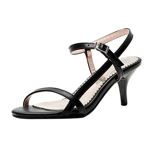 MIOKE Women's Classic Kitten Heel Dress Sandals Open Toe Ankle Strappy Stilettos Heeled Party Pump Shoes