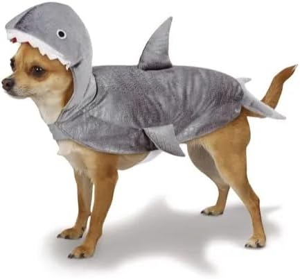 Dog Costume Shark! Grey Soft Fabric Large Jaws Several Fins Cute! (XLarge)