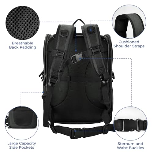 Image of Apollo Walker Pet Carrier Backpack for Large /Small Cats and Dogs, Puppies, Safety Features and Cushion Back Support for Travel, Hiking, Outdoor Use (Black-Expandable)