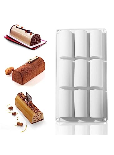 Image of CAKE DECOR 9 Cavity Swiss Roll Log Shape Silicone Mould for Muffin Candy Pastries Jelly Soap DIY Craft Baking Reusable Nonstick Flexible Tray - Multicolor Silicone Mold for Home Use