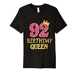 92 Years Old Birthday Queen Girl Shirt 92nd Birthday Pink