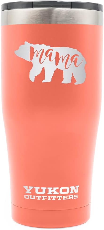 Yukon Outfitters Freedom High Grade 18/8 Corrosion-Resistant Stainless Steel Double Wall Vacuum Tumbler (20 oz/ 590ml) - 7.3" H x 3.4" Top dia. / 2.7" Bottom dia., Gold with Dont Tread On Me Print