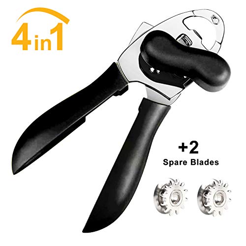 Can Opener, Adoric Life 4-in-1 Manual Can Opener, Smooth Edge-Ultra Sharp Cutting Tools