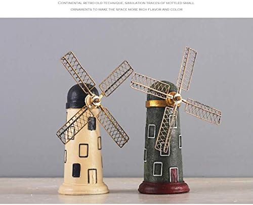 ZUQIEE Crafts Statue Sculpture Figurine Statuette,2 Pieces of Vintage Resin Dutch Windmill Statue Creative Piggy Bank Desktop Crafts Home Decoration Accessories Ornaments Children's Gifts