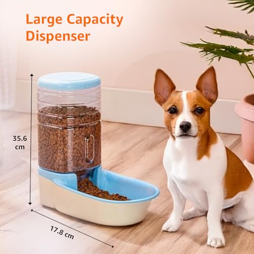 Image of Amazon Basics Automatic Gravity Food Feeder | Non-Toxic Plastic Material | 3.8 L Food Dispenser | Pet Food Dispenser for Dogs, Cats, Puppies & Kittens (White)