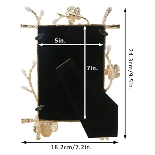 Gold 5x7 Picture Frame Decor Ornate White Floral Photo Frames with High Definition Glass Front, Art Decor Tabletop Display, Gifts Ideas for Women, Horizontally & Vertically - Image 3