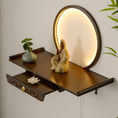 LED���C�g�t���|���Ǌ|���_�I�A������Ԍ����̌l�p�ґz�p�Ւd�e�[�u���A�����o�����g���g���C�t���A�蒤��̐_�I�V�F���t�E�����p(Walnut,50cm/19.7in)