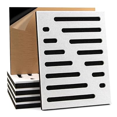 Art3d 6-Pack Self-Adhesive Soundproof Acoustic Panels for Wall, 16 x 12 Inch Stripe Design Noise Block with Polyester & Foam for Bedroom Studio Office