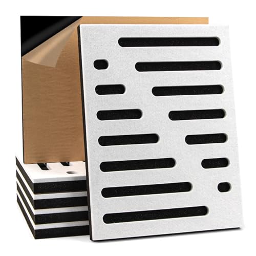 Image of Art3d High-Density Acoustic Panel, Stripe Design, 16 x 12 in, 6-Pack, White