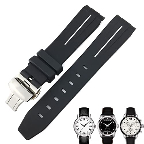 Bracelet montre caoutchouc 19mm noir étanche pour Le Locle et Omega