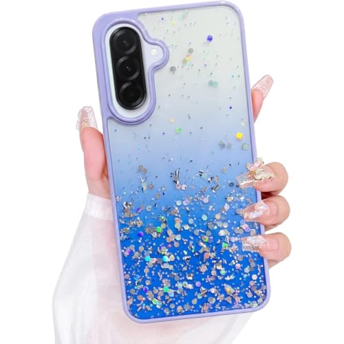 Image of VONZEE Case Compatible with Samsung Galaxy A36 5G, Non Moving Glitter Shockproof Case for Girls & Women Soft TPU Shockproof Anti Scratch Drop Protection Cover (Purple)