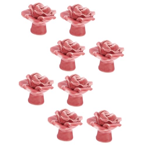 HONITANO 8 piezas Tiradores de Cerámica Rosa Vintage para Puertas y Armarios con Tornillos Pomos Decorativos Retro para Muebles de Cocina y Dormitorio Color Rosa