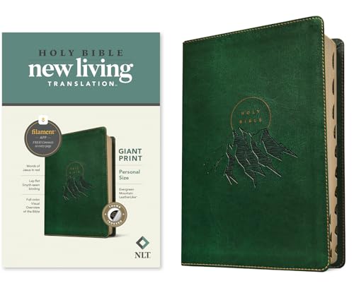 Image of NLT Personal Size Giant Print Bible, Filament Enabled (LeatherLike, Evergreen Mountain , Indexed, Red Letter)