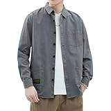 [W Wonyo] 長袖シャツ メンズ 秋服 人気 ワークシャツ レギュラーカラー カジュアル しゃつ 襟付き トップス おしゃれ 大人 ブラウス マルチポケット 洗い加工 中薄 コットン100 ロングスリーブ 上着 羽織り アメカジ 仕事 作業着 レトロ ストリート 普段使い かっこいい服 春 秋 gray 4XL