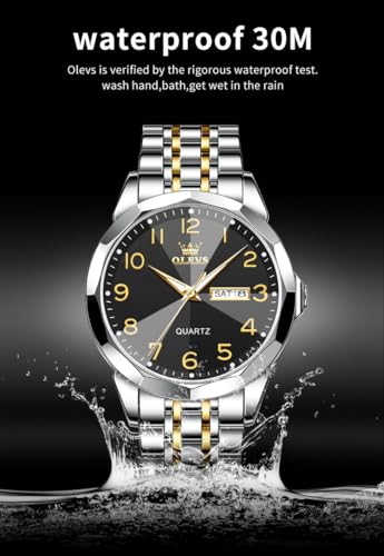 Image of OLEVS Watch for Men Simple Business Dress Analog Stainless Steel Waterproof Luminous Date Easy Read Men Wrsit Watch