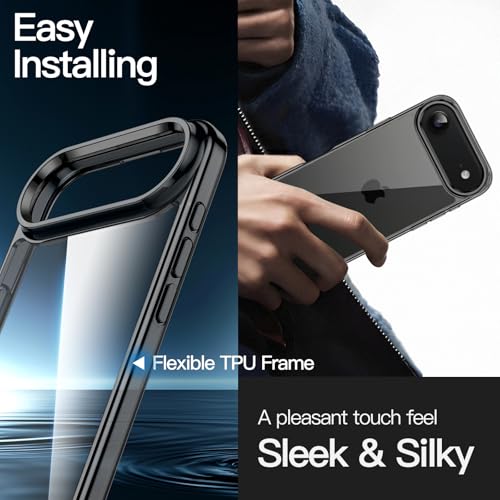 Image of JETech Case for iPhone Air, Non-Yellowing Shockproof Phone Bumper Cover, Anti-Scratch Clear Back, 6.5-Inch Display (Black)