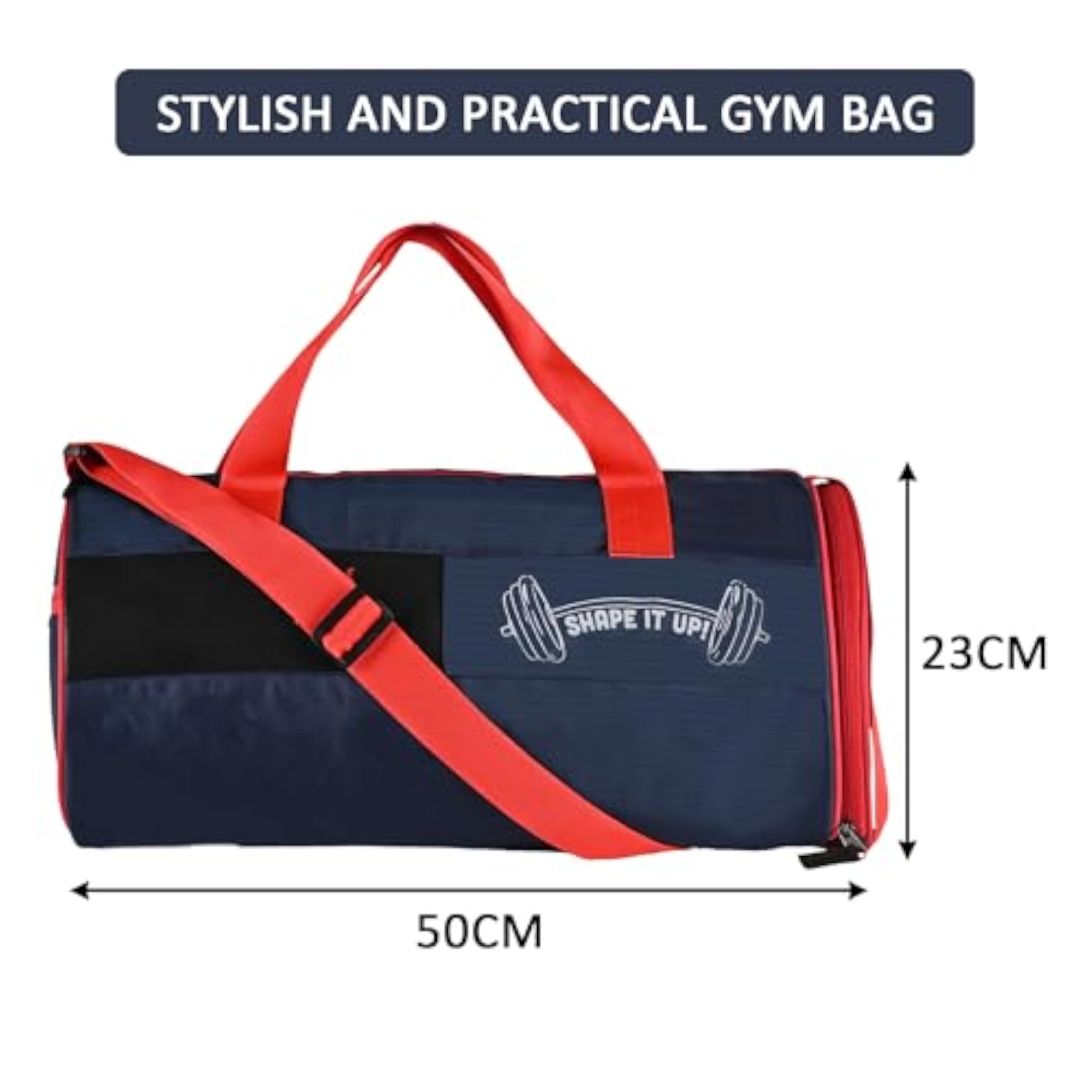 Water Resistant 3 Compartment Gym Bag for Men & Women