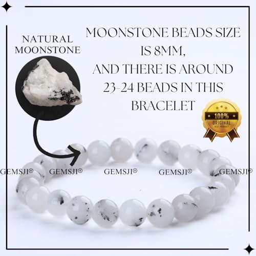 Image of Original Rainbow Moonstone Bracelet with Lab Certificate - Pre Charged By Reiki Gurus - Natural Energized Moon Stone Bracelet for Peace, Relationship, Emotional healing, Chakra Healing and Positivity