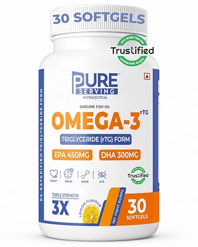 Image of Re-Esterified Triglyceride (RTG) Form Omega 3 Fish Oil Capsules | Triple 3X Strength 450mg EPA & 300mg DHA | Vitamin D3 K2-MK7 & Vitamin E | Lemon Flavour | Burpless | 30 Softgels