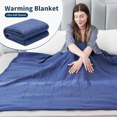 Electric Heated Blanket Full Size 72"x84", Soft Fleece with 10 Hours Auto-Off & 4 Heating Levels, Overheating Protection, Machine Washable, Darkblue
