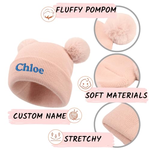 Custom Name Beanie Hats for Baby Girls Boys, Personalized Embroidered Beanies for Infants Toddlers, Winter Knit Hat4