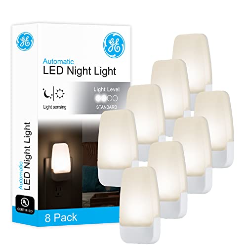 Image of GE LED Night Light, Plug-in, Dusk to Dawn Sensor, Warm White, Ambient Lighting, Ideal Nightlight for Kids, Adults, Bedroom, Bathroom, Nursery, Hallway, Kitchen, 46478, 8 Pack