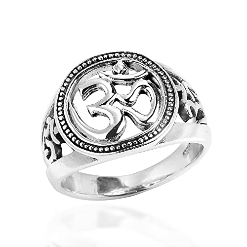 Universal Harmony Symbol Aum or Ohm .925 Sterling Silver Ring (9)