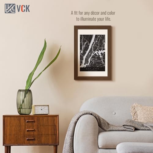 Image of VCK 11x17 Picture Frame Set of 3, Brown Wood Frames, Gallery Wall Decor Photo Frames for Wall Mounting Horizontally or Vertically