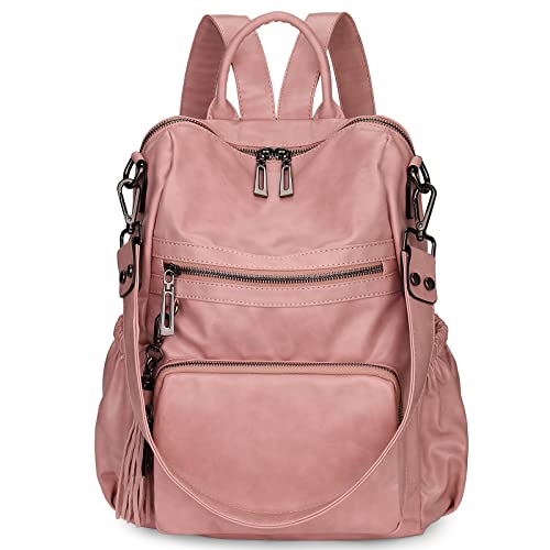 Image of Uromee Travel Backpack Purse for Women Vegan Leather Ladies Fashion Tassel Shoulder Bag Convertible
